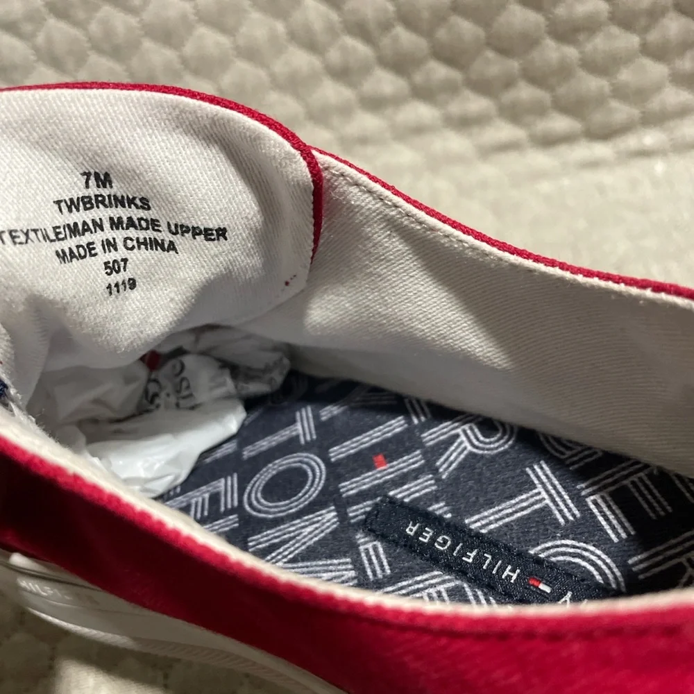 Tommy Hilfiger Red Platform Sneakers with Striped Laces